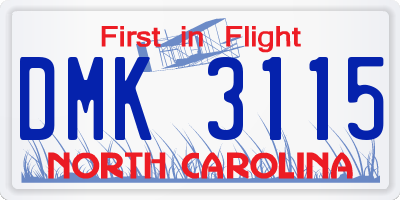 NC license plate DMK3115