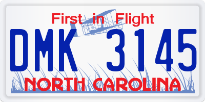 NC license plate DMK3145