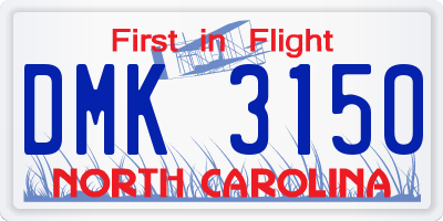 NC license plate DMK3150