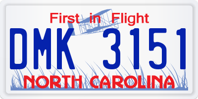 NC license plate DMK3151