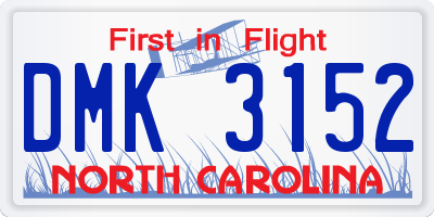 NC license plate DMK3152