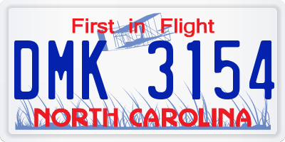NC license plate DMK3154