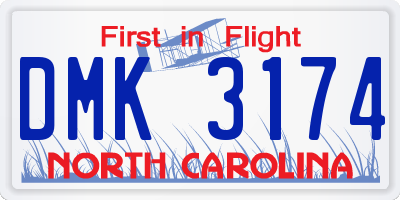 NC license plate DMK3174