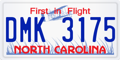NC license plate DMK3175