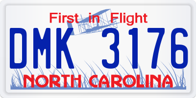 NC license plate DMK3176