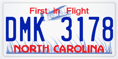NC license plate DMK3178