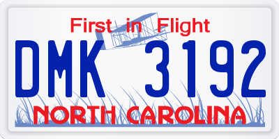 NC license plate DMK3192