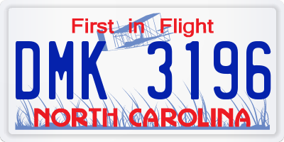 NC license plate DMK3196