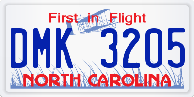 NC license plate DMK3205