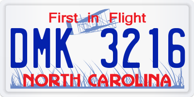 NC license plate DMK3216
