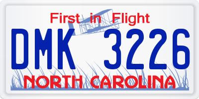 NC license plate DMK3226