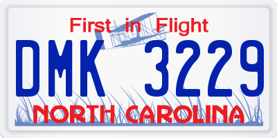 NC license plate DMK3229