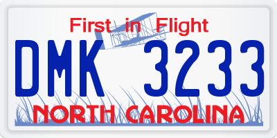 NC license plate DMK3233