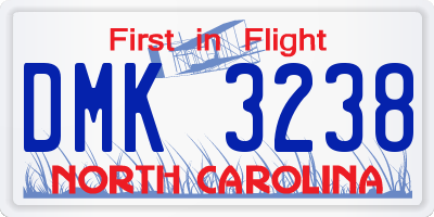 NC license plate DMK3238