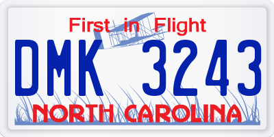 NC license plate DMK3243