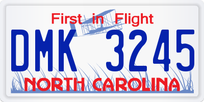 NC license plate DMK3245