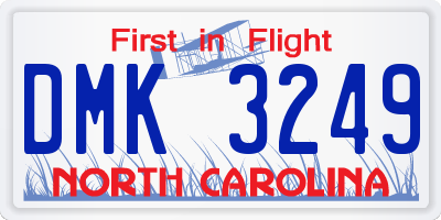NC license plate DMK3249