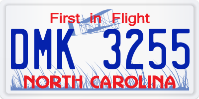 NC license plate DMK3255