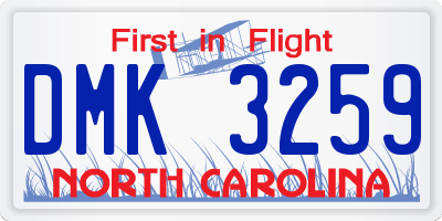 NC license plate DMK3259
