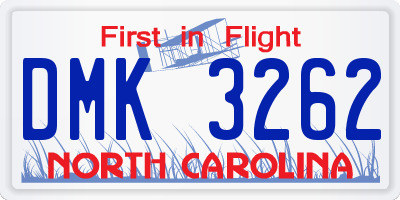 NC license plate DMK3262