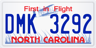 NC license plate DMK3292