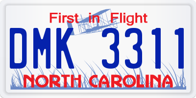 NC license plate DMK3311