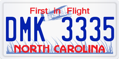 NC license plate DMK3335