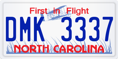 NC license plate DMK3337