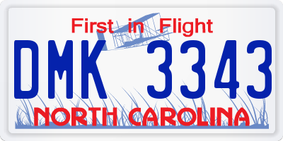 NC license plate DMK3343
