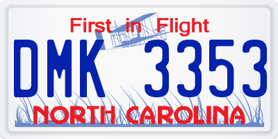 NC license plate DMK3353