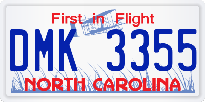 NC license plate DMK3355