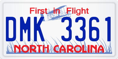 NC license plate DMK3361