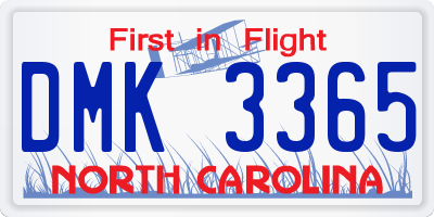 NC license plate DMK3365