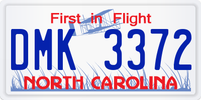 NC license plate DMK3372