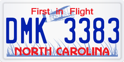 NC license plate DMK3383