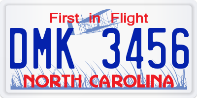 NC license plate DMK3456