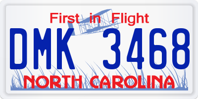NC license plate DMK3468