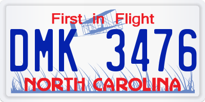 NC license plate DMK3476