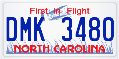 NC license plate DMK3480