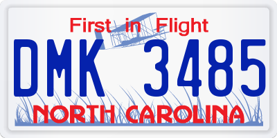 NC license plate DMK3485