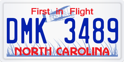 NC license plate DMK3489