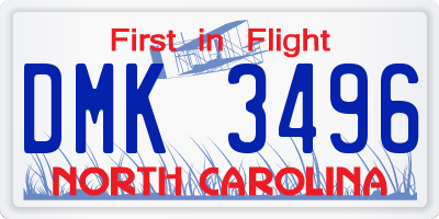 NC license plate DMK3496