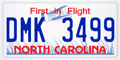 NC license plate DMK3499