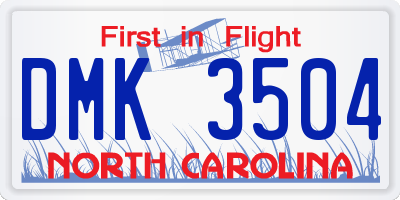 NC license plate DMK3504