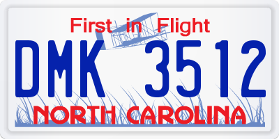 NC license plate DMK3512