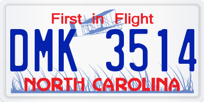 NC license plate DMK3514