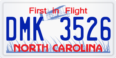 NC license plate DMK3526