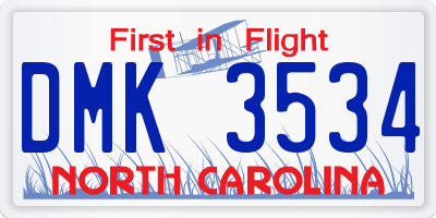 NC license plate DMK3534