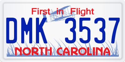NC license plate DMK3537