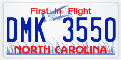 NC license plate DMK3550